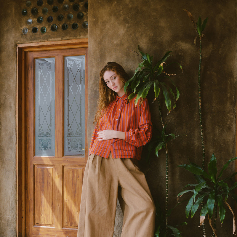 Women's Cotton/Linen Lotta Shirt - Red Stripe