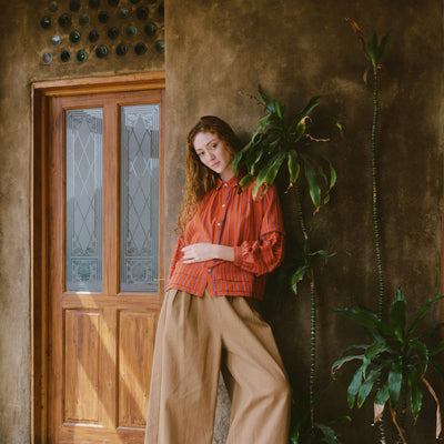 Women's Cotton/Linen Lotta Shirt - Red Stripe