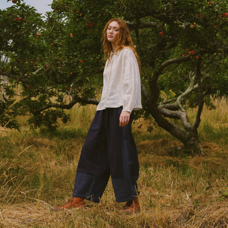 Women's Linen/Cotton Leila Trousers - Indigo Mix