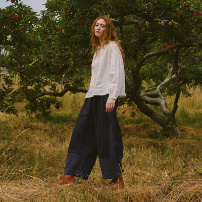 Women's Linen/Cotton Leila Trousers - Indigo Mix