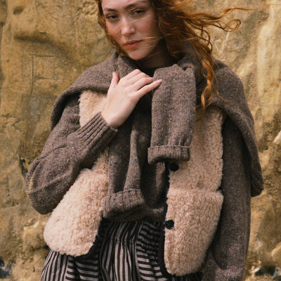 Women's Teddy Wool Aida Vest - Natural