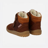 Kids Leather Wool Lined Waterproof Velcro Boots - Cognac