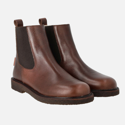 Women's Leather Wool Lined Waterproof Chelsea Boots - Dark Brown