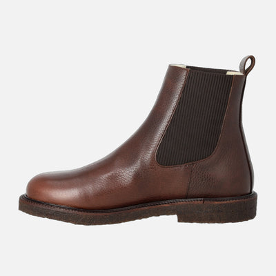 Women's Leather Wool Lined Waterproof Chelsea Boots - Dark Brown