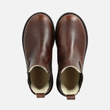 Women's Leather Wool Lined Waterproof Chelsea Boots - Dark Brown