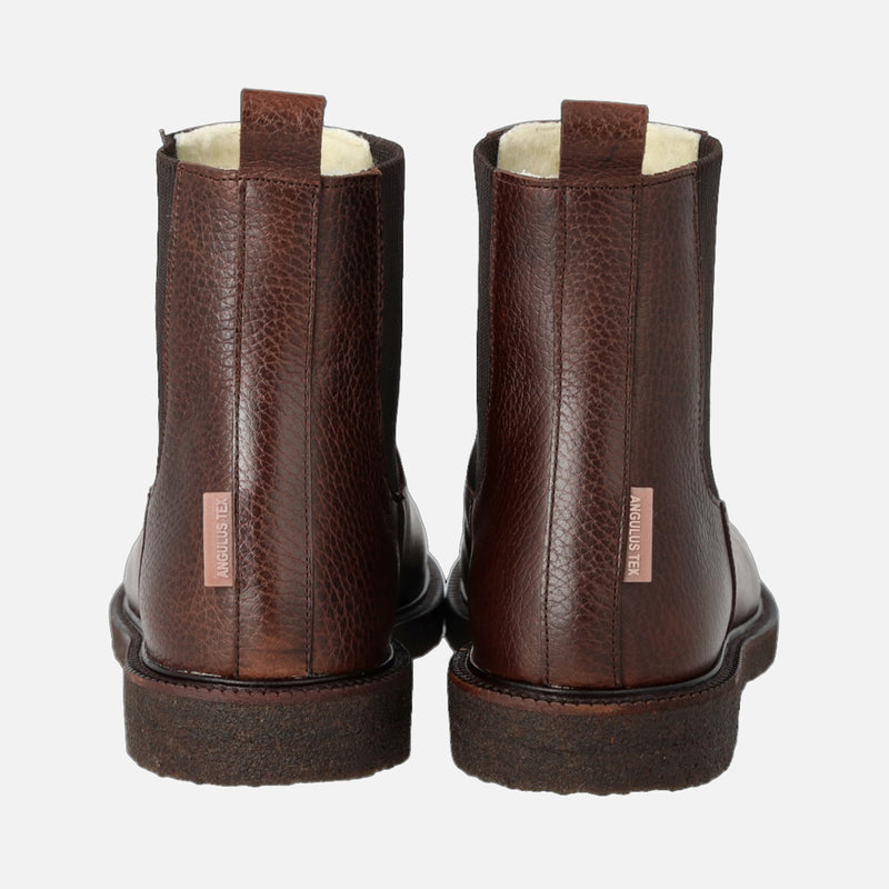 Women's Leather Wool Lined Waterproof Chelsea Boots - Dark Brown