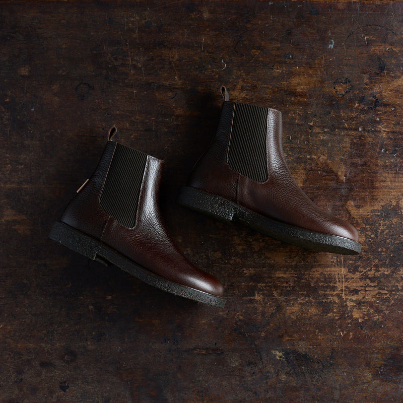 Women's Leather Wool Lined Waterproof Chelsea Boots - Dark Brown