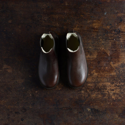 Women's Leather Wool Lined Waterproof Chelsea Boots - Dark Brown