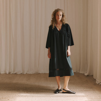 Women's Cotton Siri 3/4 Sleeve Dress - Black