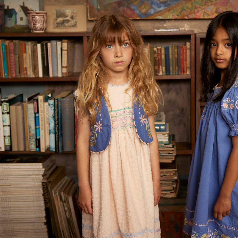 Kids Cotton Gigi Midi Dress  - Blush