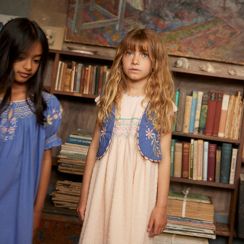 Kids Cotton Gigi Midi Dress  - Blush