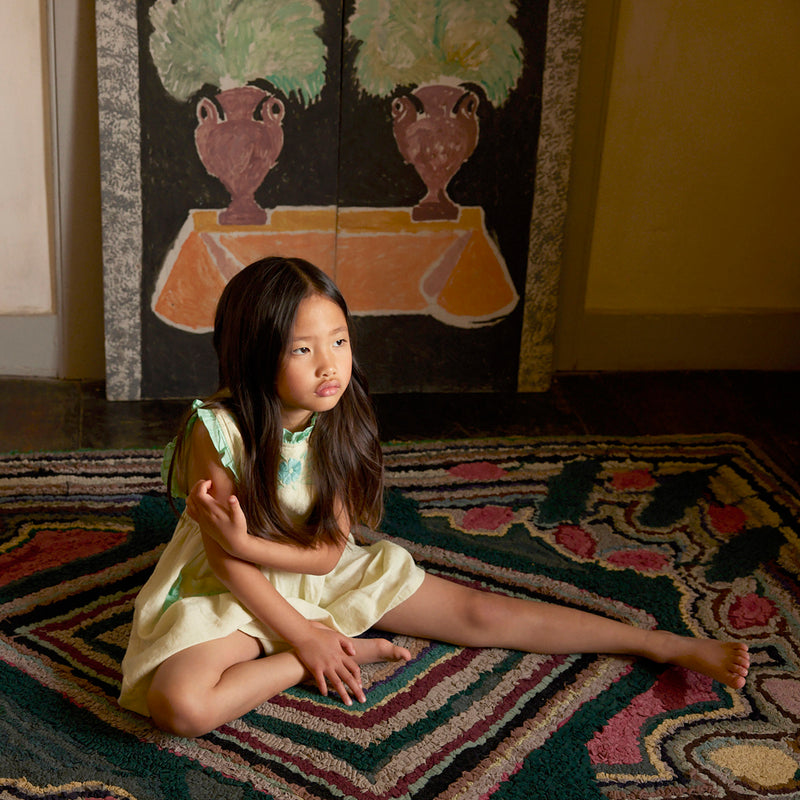 Kids Linen Ida Dress - Mint Cream/Seaglass