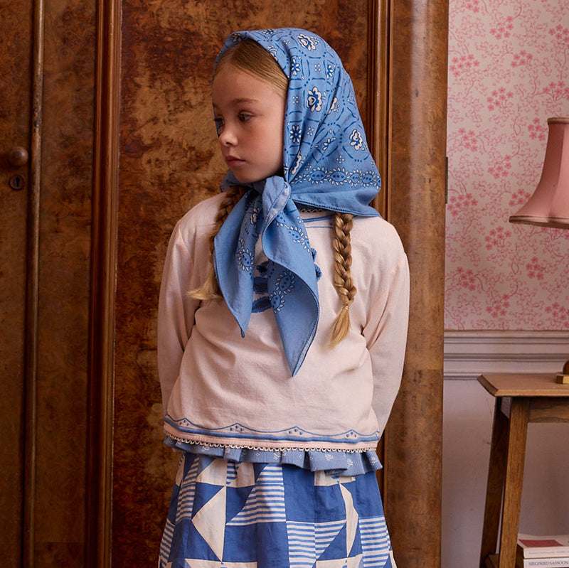 Kids Cotton Voile Signature Scarf - Book Blue