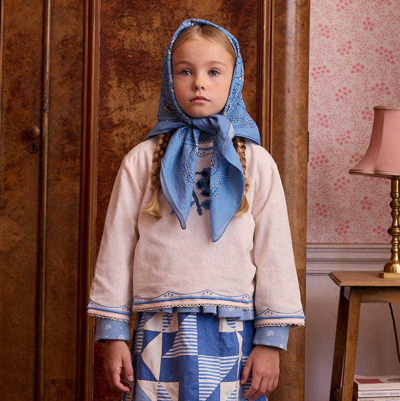 Kids Cotton Voile Signature Scarf - Book Blue