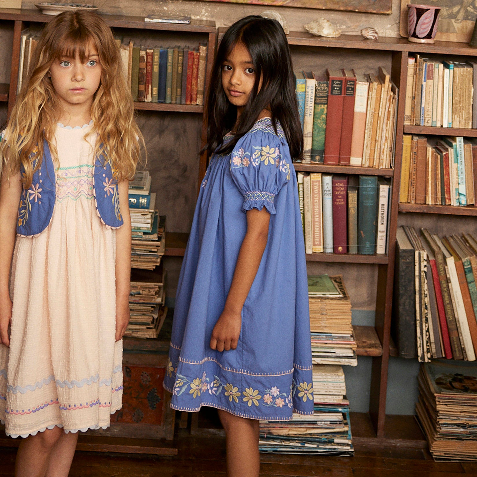 Kids Cotton Verna Smock Dress - Azul – MamaOwl