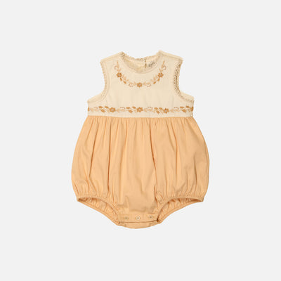 Baby Cotton Clara Bubble Romper - Cream/Peach Yoghurt