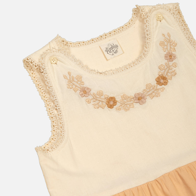 Kids Cotton Clarita Dress - Cream/Peach Yoghurt
