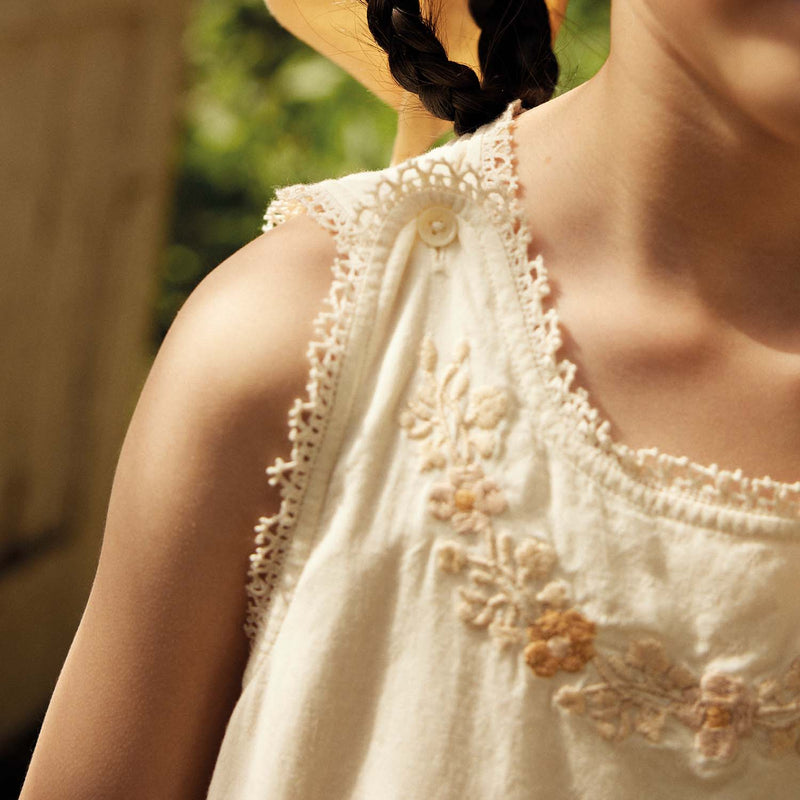 Kids Cotton Clarita Dress - Cream/Peach Yoghurt