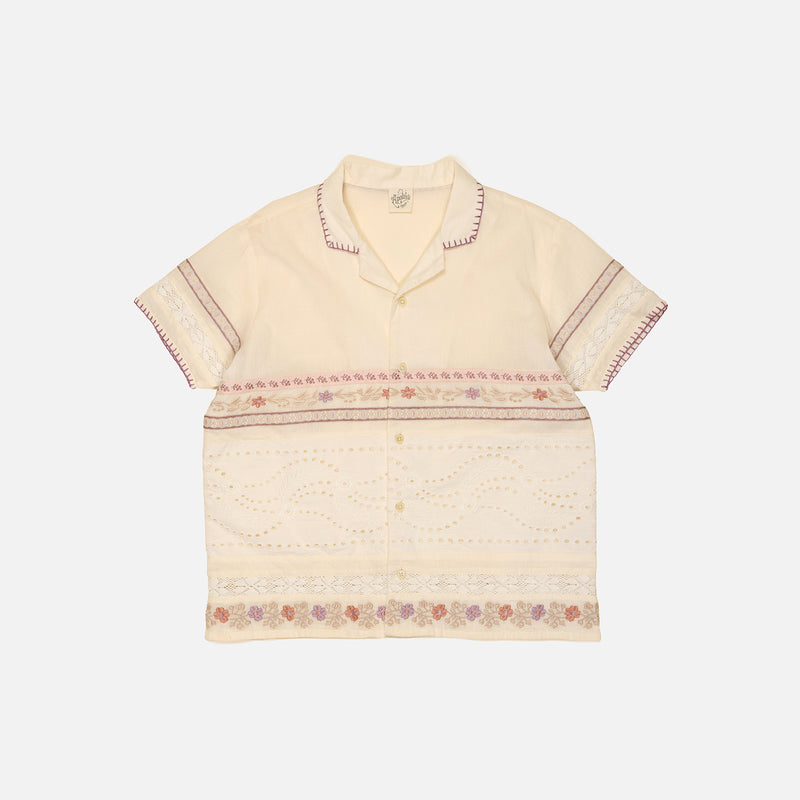 Kids Cotton Donny Ribbons Shirt - Cream