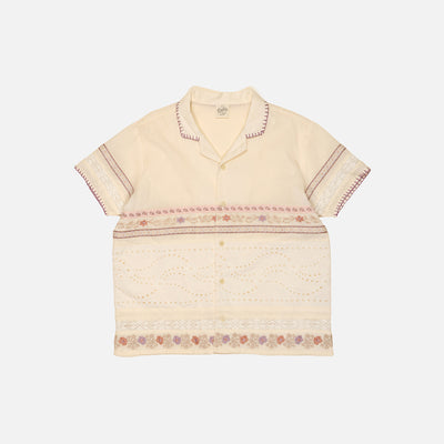 Kids Cotton Donny Ribbons Shirt - Cream