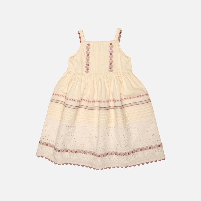 Kids Cotton Minerva Dress - Cream