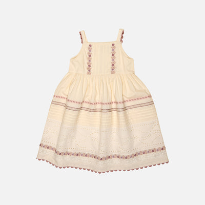 Kids Cotton Minerva Dress - Cream