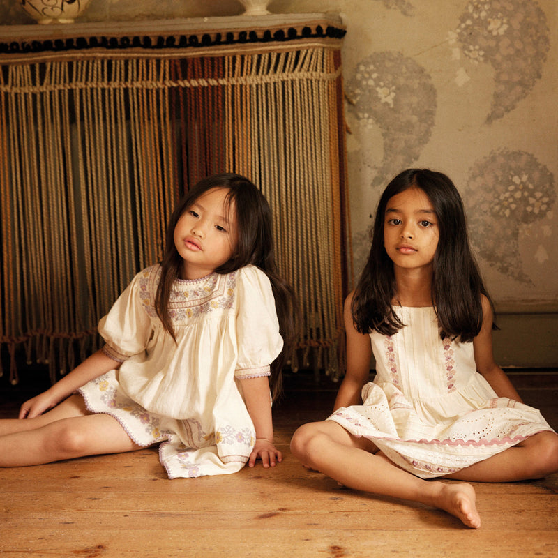 Kids Cotton Minerva Dress - Cream