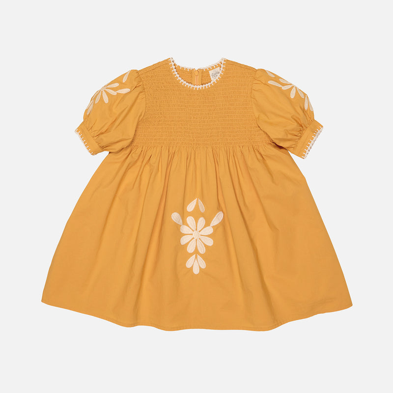 Kids Cotton Noemie Dress - Tangerine