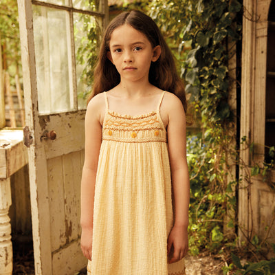 Kids Cotton Tammy Midi Sundress - Peach Yoghurt