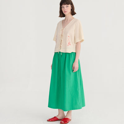 Women's Cotton Evasé Skirt - Emerald