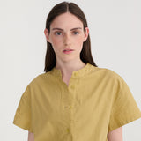 Women's Cotton Poplin Paper Touch Round Collar Shirt Dress - Warm Sand