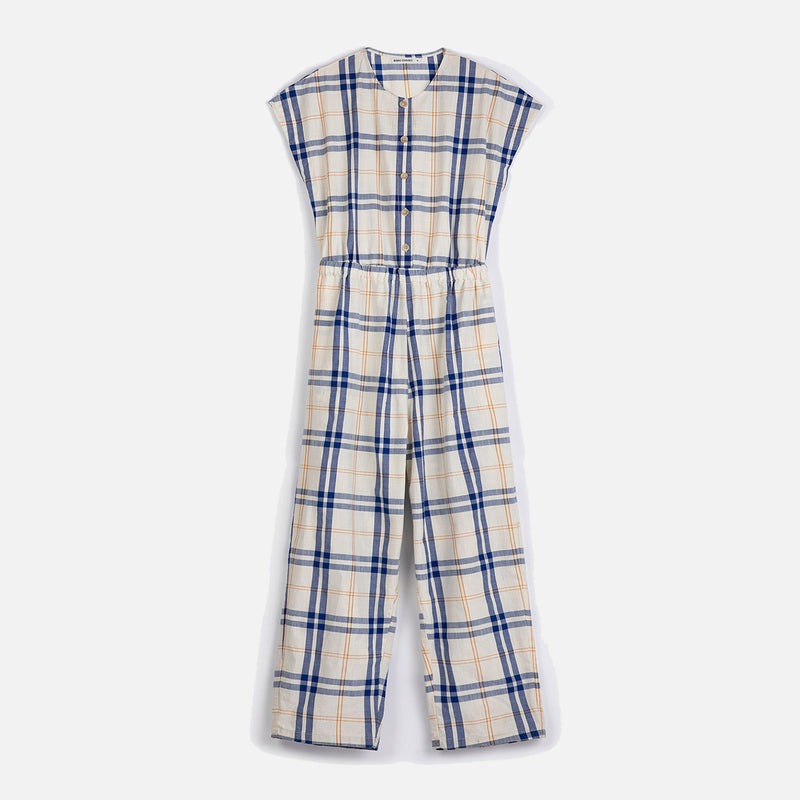 Women's Cotton Relaxed Jumpsuit - Fun Tartan
