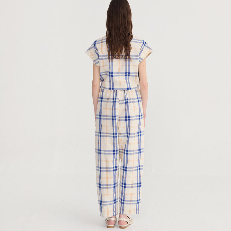 Women's Cotton Relaxed Jumpsuit - Fun Tartan