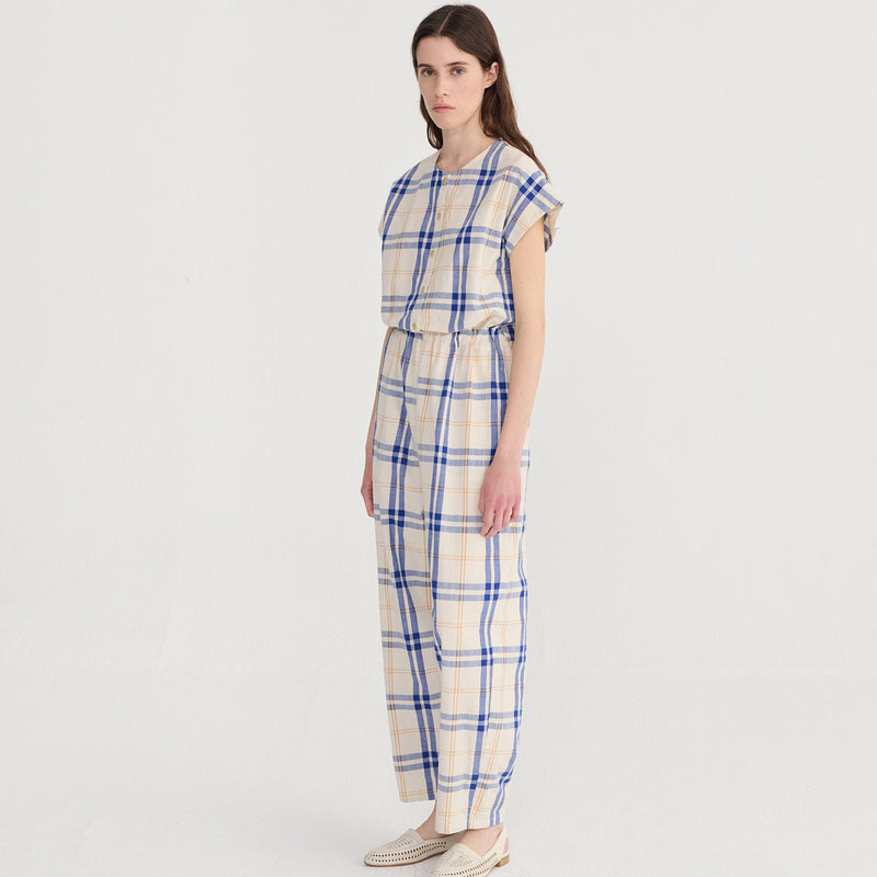 Women's Cotton Relaxed Jumpsuit - Fun Tartan