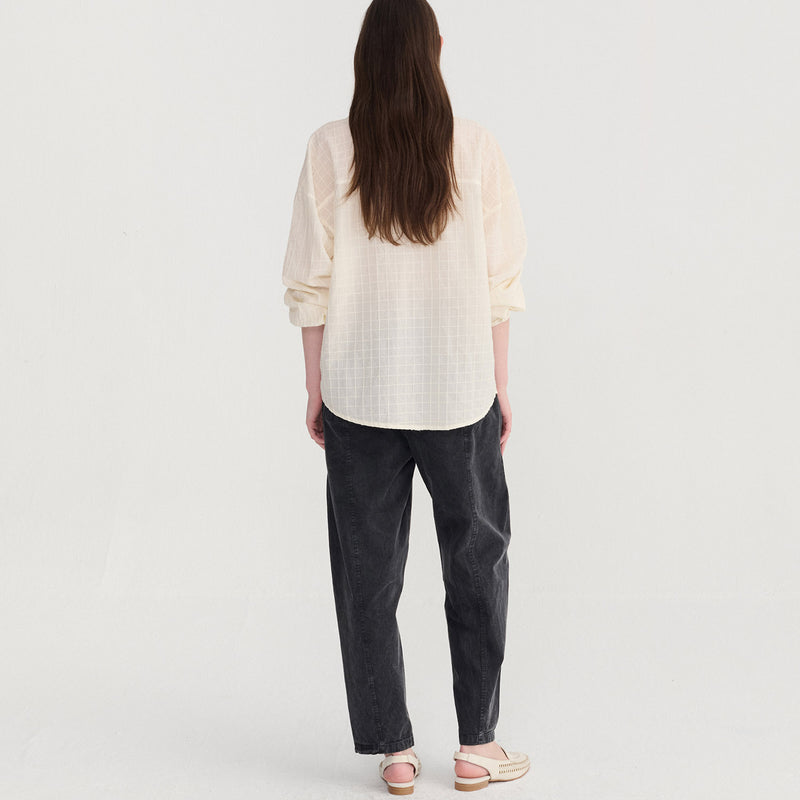 Women's Cotton Voile Square Collar Blouse - Fantasy Ecru