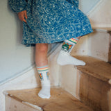 Kids Cotton Corduroy Sketchy Flowers Dress - Blue