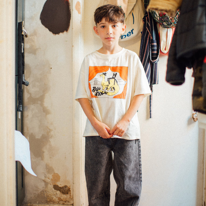 Kids Cotton Taxi Saurus T-shirt - Off White