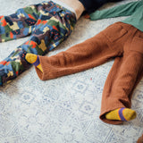 Kids Cotton Quilted Jogging Pants - Brown
