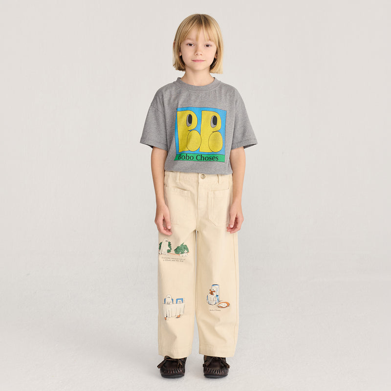 Kids Cotton Everyday Ghosts Twill Pants - Off White