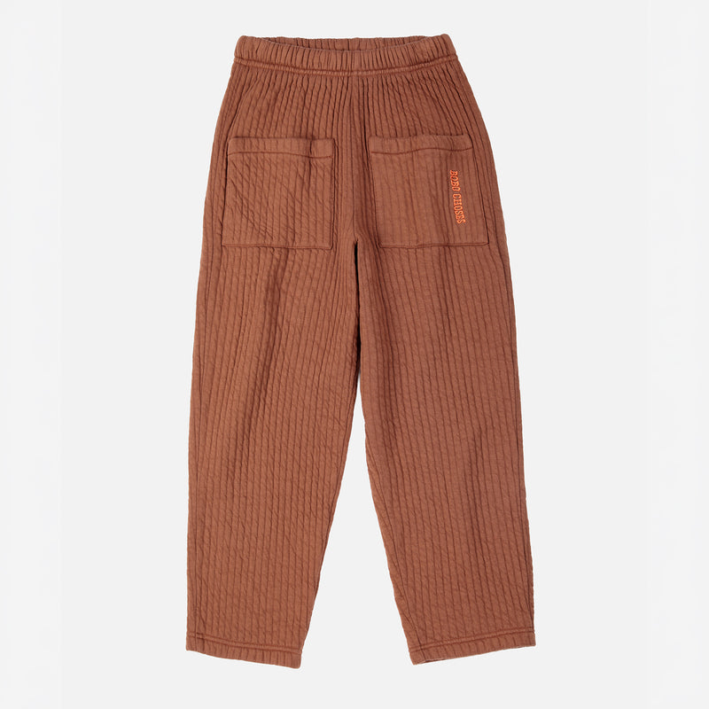 Kids Cotton Quilted Jogging Pants - Brown