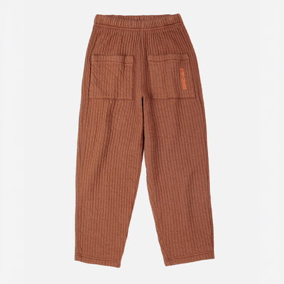 Kids Cotton Quilted Jogging Pants - Brown