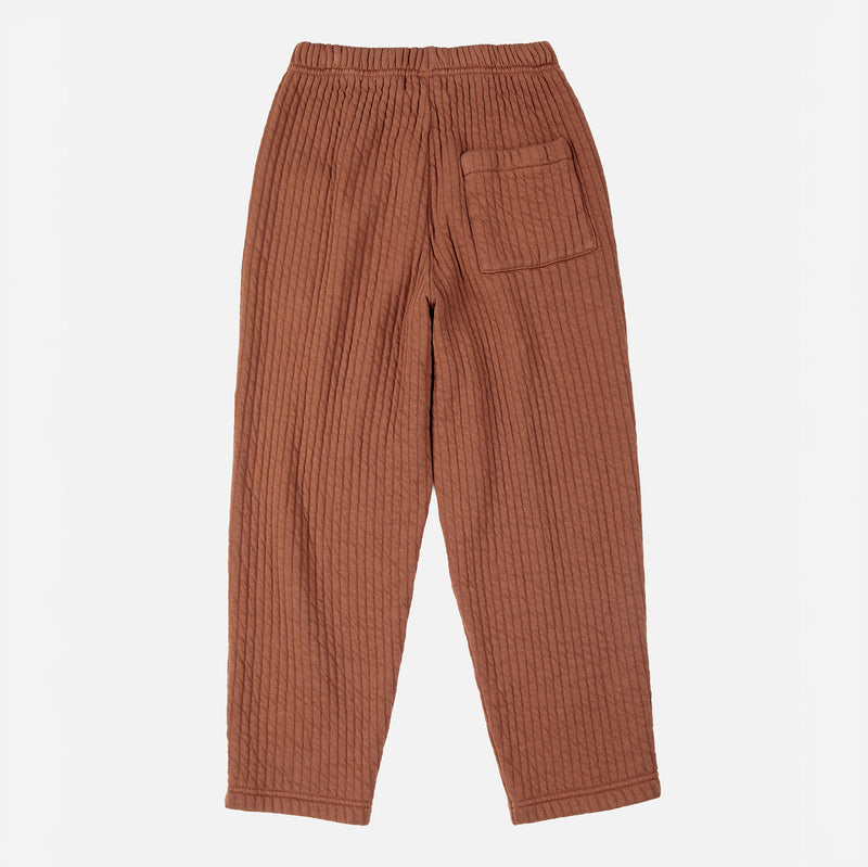 Kids Cotton Quilted Jogging Pants - Brown