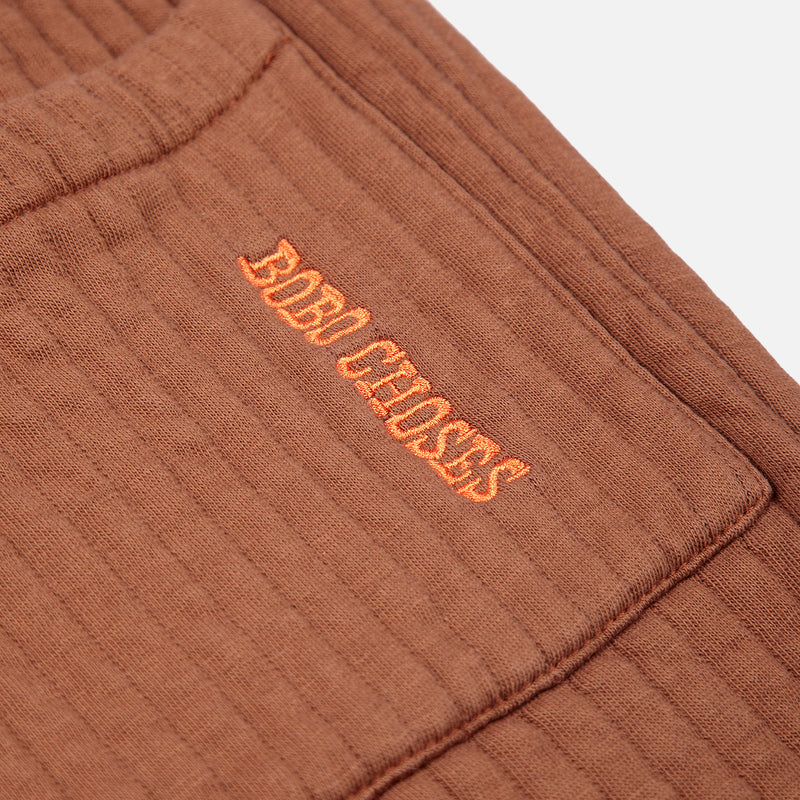 Kids Cotton Quilted Jogging Pants - Brown