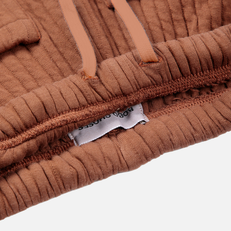 Kids Cotton Quilted Jogging Pants - Brown