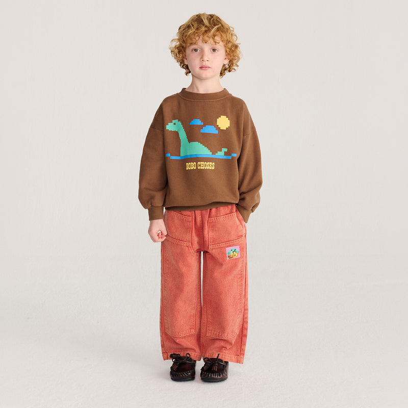 Kids Cotton Twill Taxi Saurus Tag Pants - Red