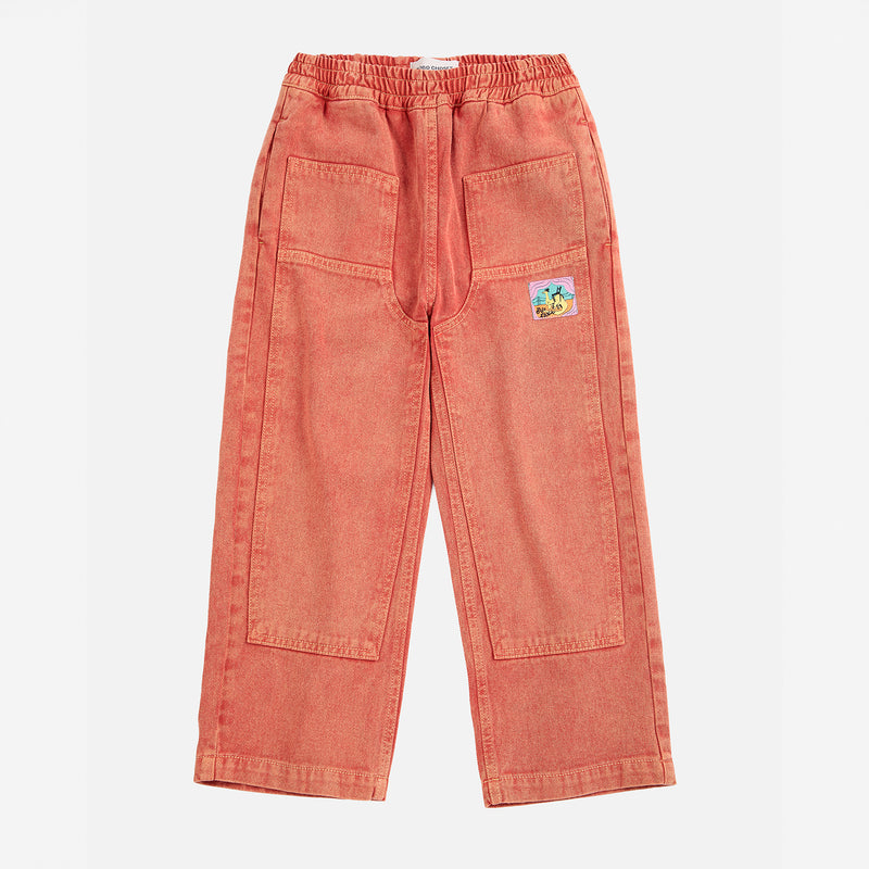 Kids Cotton Twill Taxi Saurus Tag Pants - Red