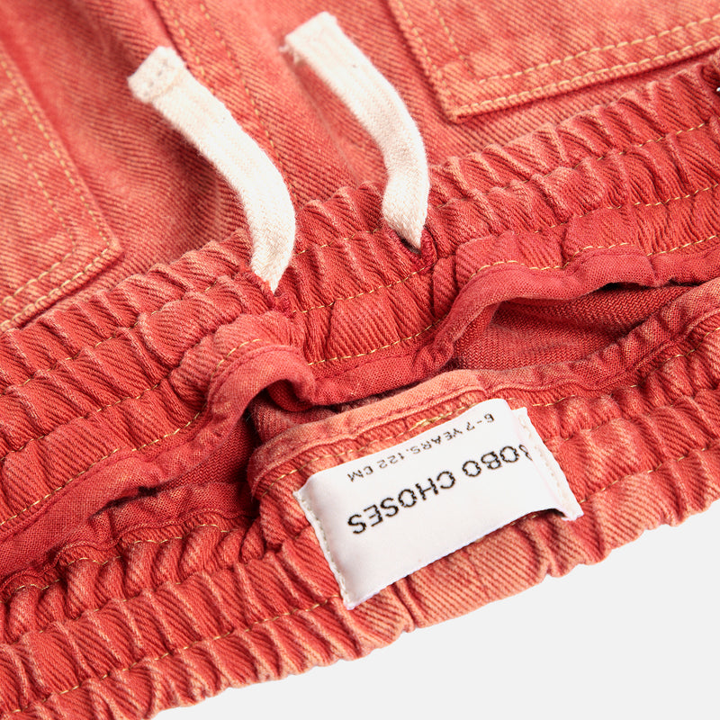 Kids Cotton Twill Taxi Saurus Tag Pants - Red