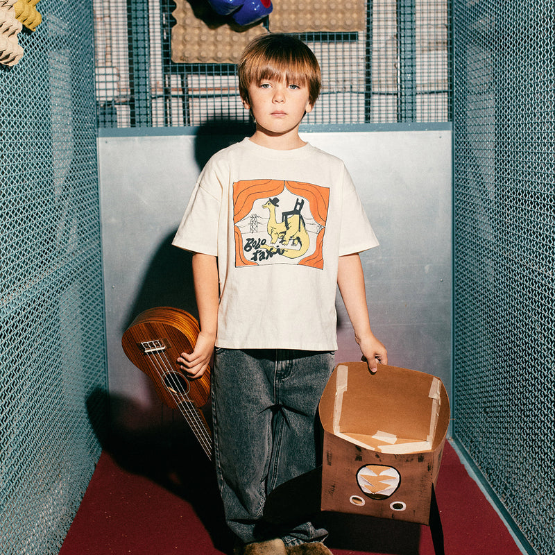 Kids Cotton Taxi Saurus T-shirt - Off White