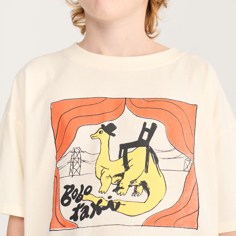 Kids Cotton Taxi Saurus T-shirt - Off White