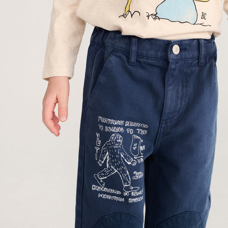 Kids Cotton Mr. Footish Knee Pads Pants - Midnight Blue